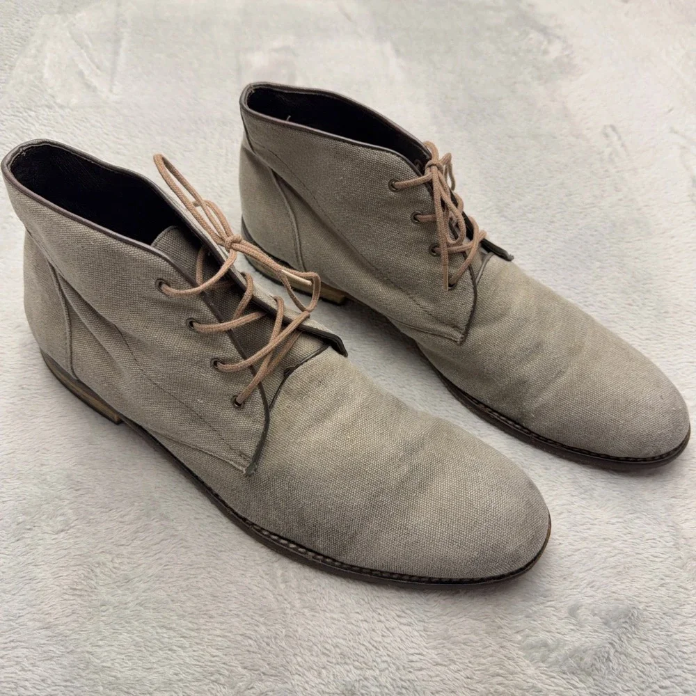 John Varvatos Light Gray Canvas Chukka Boots